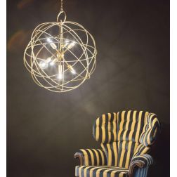 SOSPENSIONE SINGOLA A SFERA APERTA IN METALLO ORO 3 MISURE MODERNA LAMPADINE ATTACCO E27 CRISTALENSI - Cristalensi Shop Online