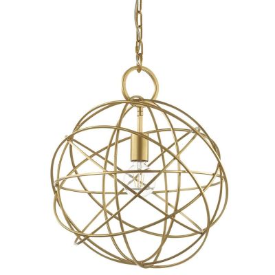 SOSPENSIONE SINGOLA A SFERA APERTA IN METALLO ORO 3 MISURE MODERNA LAMPADINE ATTACCO E27 CRISTALENSI - Cristalensi Shop Online