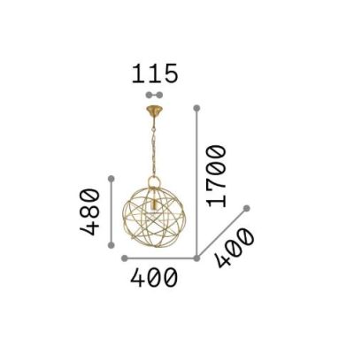 SOSPENSIONE SINGOLA A SFERA APERTA IN METALLO ORO 3 MISURE MODERNA LAMPADINE ATTACCO E27 CRISTALENSI - Cristalensi Shop Online