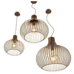 LAMPADARIO STILE VINTAGE IN 4 MISURE METALLO MARRONE EFFETTO METALLICO CON STRUTTURA APERTA ATTACCO E27 CRISTALENSI - Cristalens