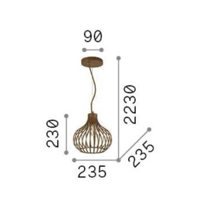 LAMPADARIO STILE VINTAGE IN 4 MISURE METALLO MARRONE EFFETTO METALLICO CON STRUTTURA APERTA ATTACCO E27 CRISTALENSI - Cristalens