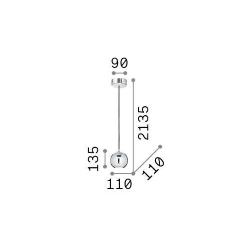 SOSPENSIONE SINGOLA DI FORMA SFERICA IN 2 MISURE METALLO BIANCO,CROMO O NERO LAMPADINA GU10 INCLUSA Ideal Lux - Cristalensi Shop