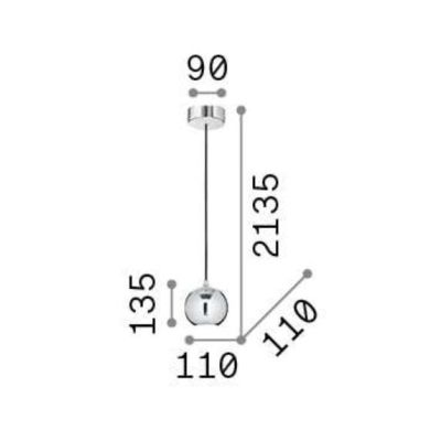 SOSPENSIONE SINGOLA DI FORMA SFERICA IN 2 MISURE METALLO BIANCO,CROMO O NERO LAMPADINA GU10 INCLUSA Ideal Lux - Cristalensi Shop