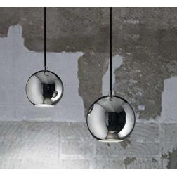SOSPENSIONE SINGOLA DI FORMA SFERICA IN 2 MISURE METALLO BIANCO,CROMO O NERO LAMPADINA GU10 INCLUSA Ideal Lux - Cristalensi Shop