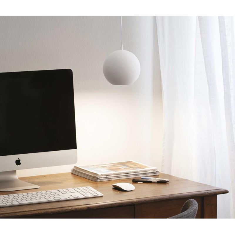 SOSPENSIONE SINGOLA DI FORMA SFERICA IN 2 MISURE METALLO BIANCO,CROMO O NERO LAMPADINA GU10 INCLUSA Ideal Lux - Cristalensi Shop