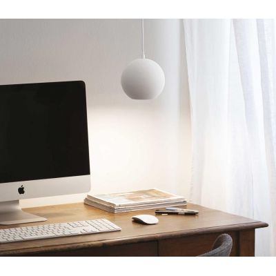 SOSPENSIONE SINGOLA DI FORMA SFERICA IN 2 MISURE METALLO BIANCO,CROMO O NERO LAMPADINA GU10 INCLUSA Ideal Lux - Cristalensi Shop