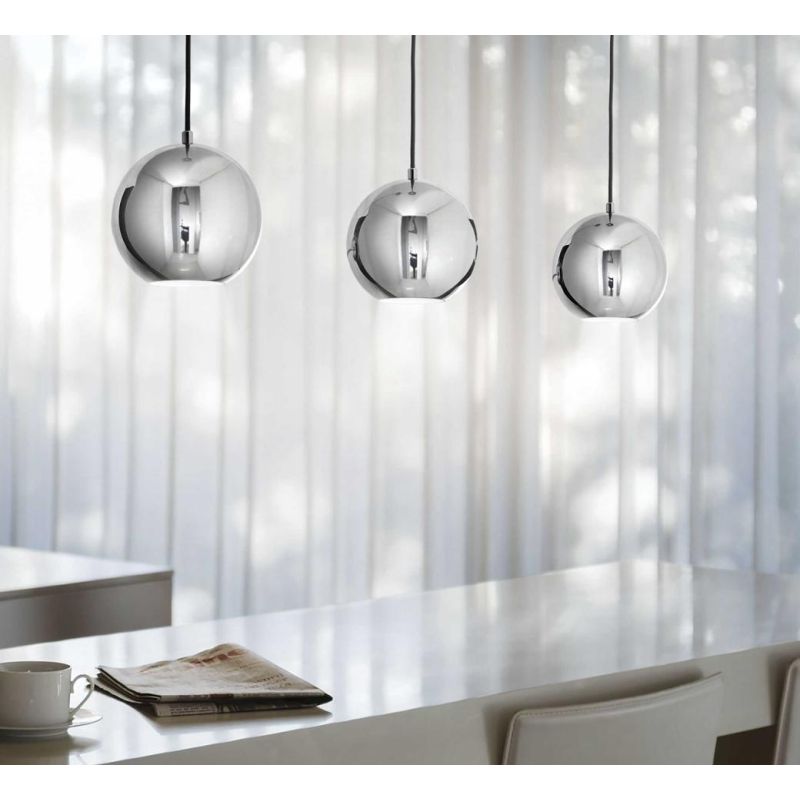 SOSPENSIONE SINGOLA DI FORMA SFERICA IN 2 MISURE METALLO BIANCO,CROMO O NERO LAMPADINA GU10 INCLUSA Ideal Lux - Cristalensi Shop