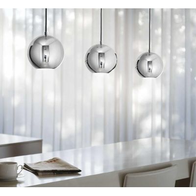 SOSPENSIONE SINGOLA DI FORMA SFERICA IN 2 MISURE METALLO BIANCO,CROMO O NERO LAMPADINA GU10 INCLUSA Ideal Lux - Cristalensi Shop