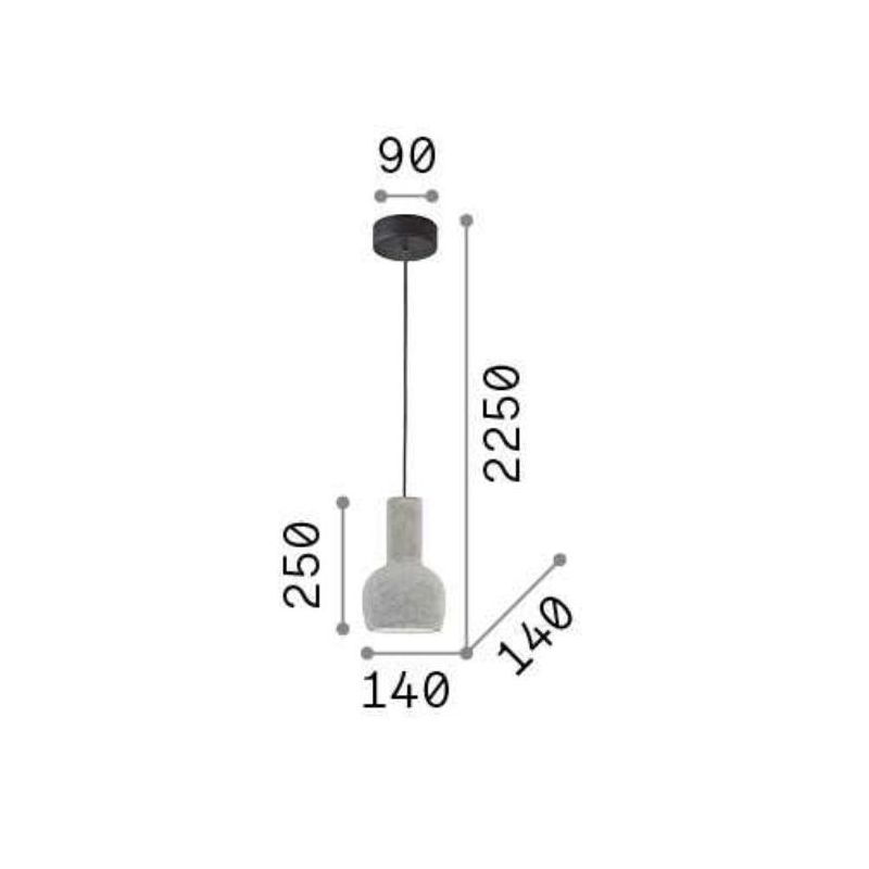 OIL 3 LAMPADARIO A SOSPENSIONE SINGOLA MODERNA IN CEMENTO NEL COLORE GREZZO Ideal Lux - Cristalensi Shop Online