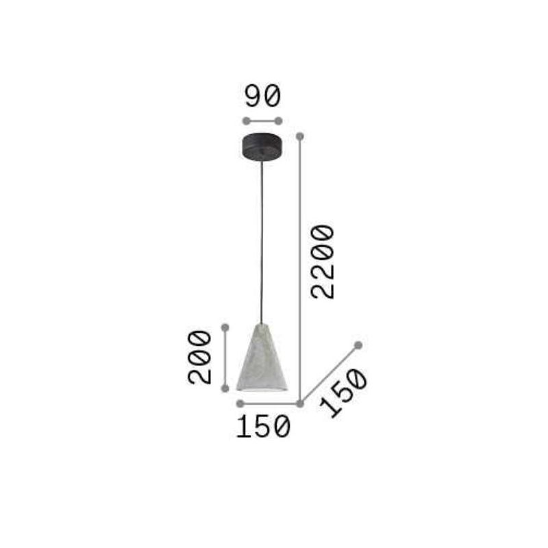 SOSPENSIONE SINGOLA IN CEMENTO NEL COLORE GREZZO MODERNA A FORMA DI CONO CRISTALENSI - Cristalensi Shop Online