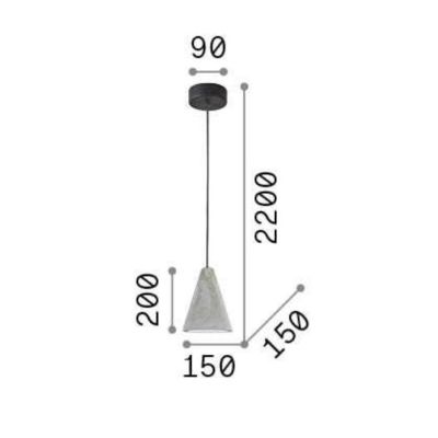 SOSPENSIONE SINGOLA IN CEMENTO NEL COLORE GREZZO MODERNA A FORMA DI CONO CRISTALENSI - Cristalensi Shop Online