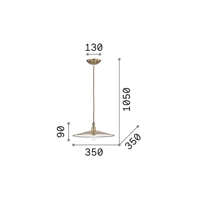 LAMPADARIO RUSTICO A SOSPENSIONE CON DIFFUSORE A PIATTO IN METALLO BRUNITO O RAME CRISTALENSI - Cristalensi Shop Online