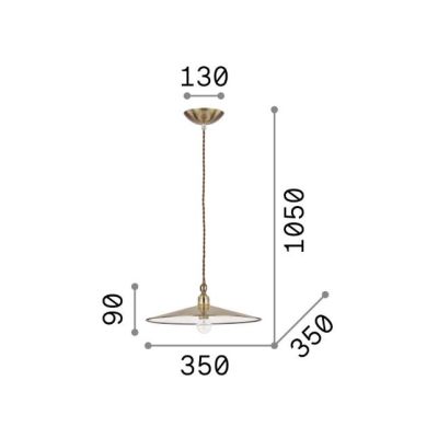 LAMPADARIO RUSTICO A SOSPENSIONE CON DIFFUSORE A PIATTO IN METALLO BRUNITO O RAME CRISTALENSI - Cristalensi Shop Online