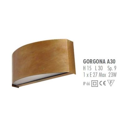 GORGONA APPLIQUE PER ESTERNO FASCIA OTTONE IP66 LUCE SOPRA SOTTO CRISTALENSI OTTONE - Cristalensi Shop Online