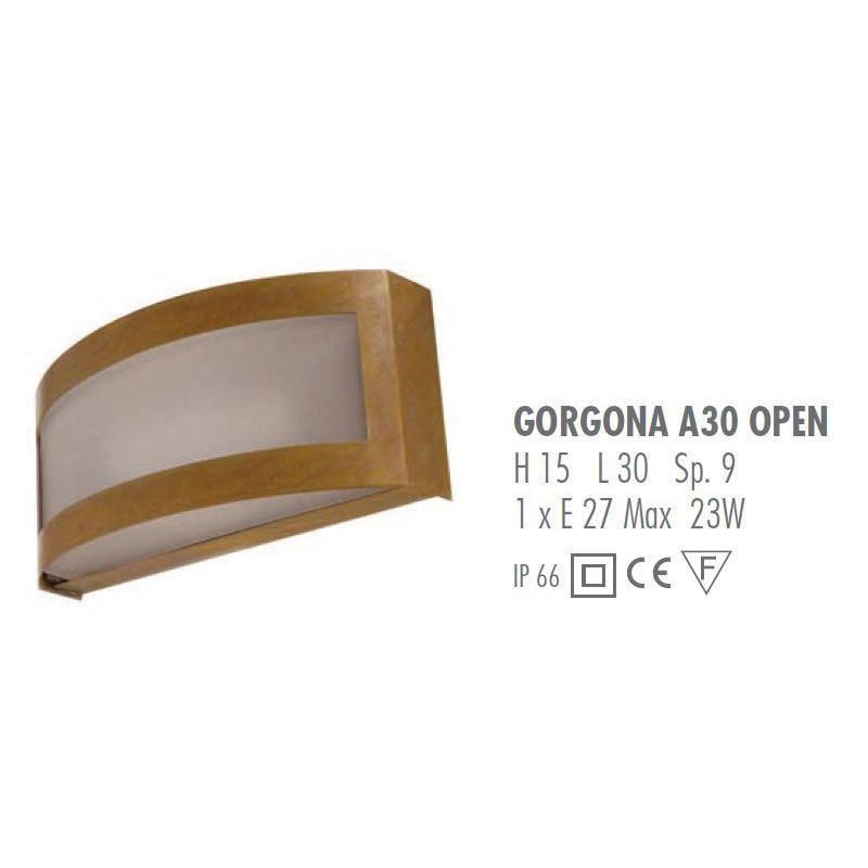 GORGONA A30 OPEN APPLIQUE CON FASCIA IN OTTONE NATURALE O VERNICIATO CORTEN O ANTRACITE CRISTALENSI OTTONE - Cristalensi Shop On