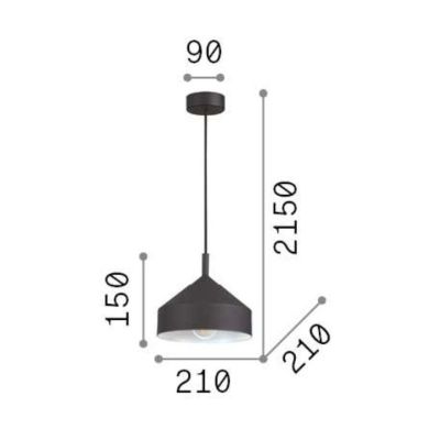 LAMPADARIO A SOSPENSIONE IN 3 MISURE METALLO BIANCO O NERO STILE VINTAGE LAMPADINA ATTACCO E27 CRISTALENSI - Cristalensi Shop On