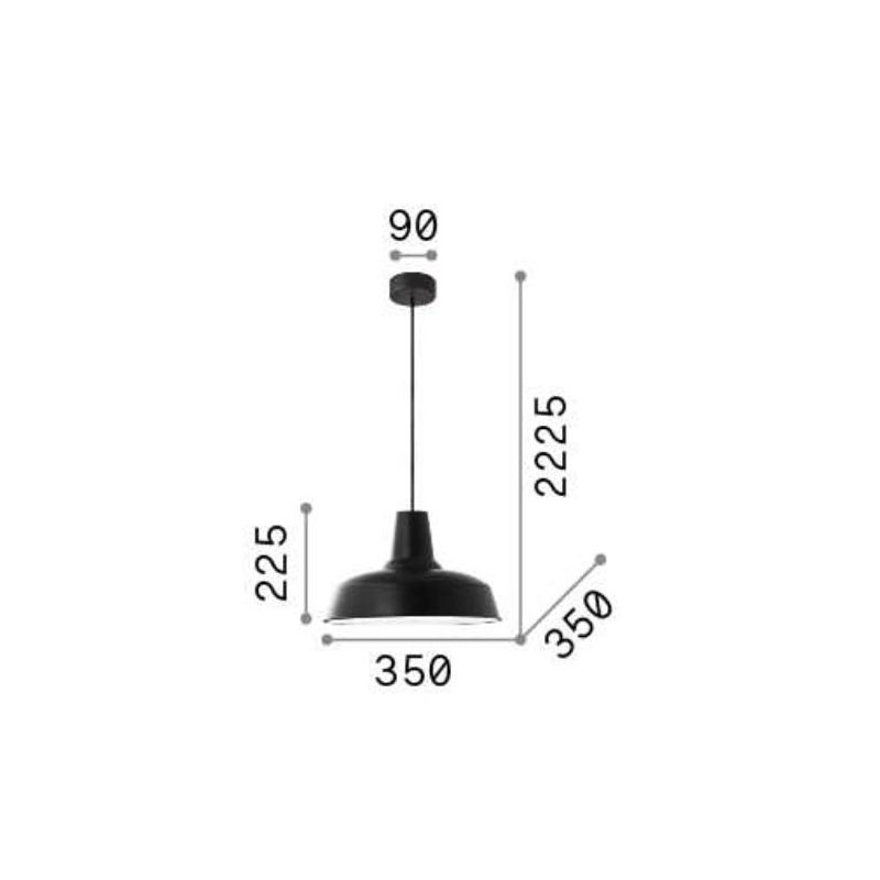 MOBY LAMPADARIO A SOSPENSIONE IN METALLO RAME, BIANCO O NERO STILE VINTAGE LAMPADINA ATTACCO E27 Ideal Lux - Cristalensi Shop On