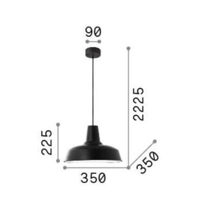 MOBY LAMPADARIO A SOSPENSIONE IN METALLO RAME, BIANCO O NERO STILE VINTAGE LAMPADINA ATTACCO E27 Ideal Lux - Cristalensi Shop On