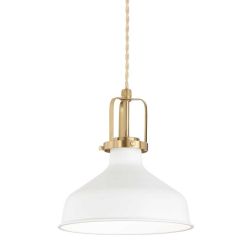SOSPENSIONE SINGOLA VINTAGE 2 MISURE IN METALLO BIANCO O NERO CON GABBIA ORO LAMPADINA ATTACCO E27 CRISTALENSI - Cristalensi Sho 2