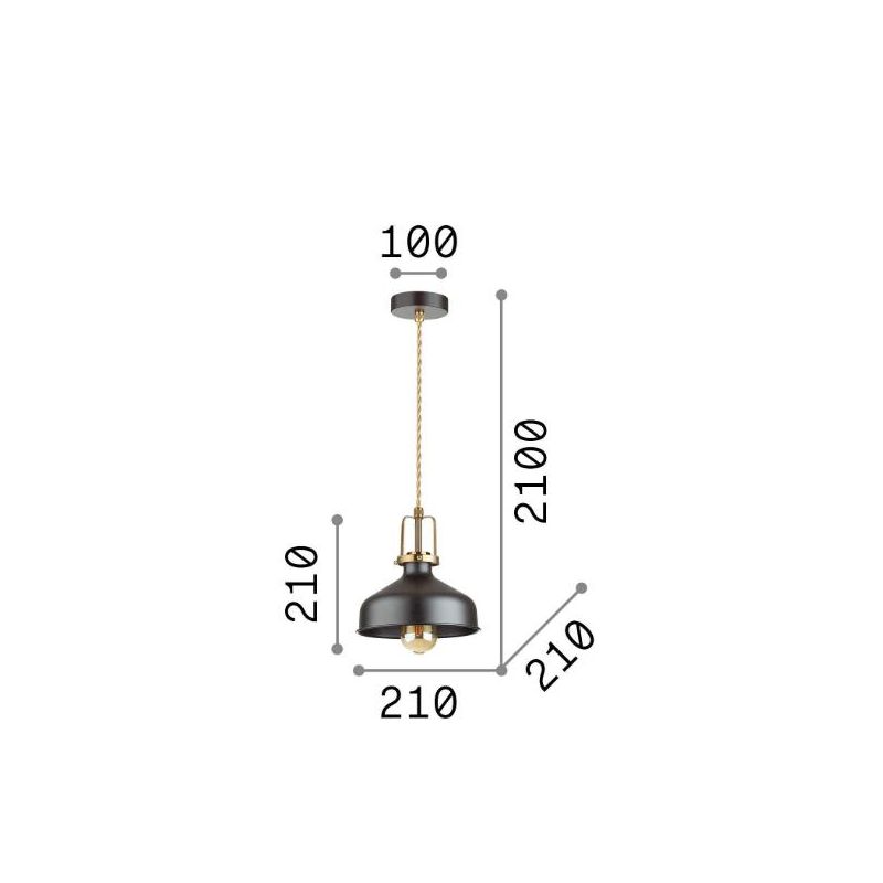 SOSPENSIONE SINGOLA VINTAGE 2 MISURE IN METALLO BIANCO O NERO CON GABBIA ORO LAMPADINA ATTACCO E27 CRISTALENSI - Cristalensi Sho