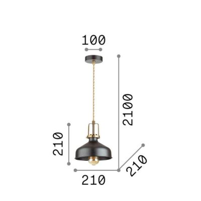 SOSPENSIONE SINGOLA VINTAGE 2 MISURE IN METALLO BIANCO O NERO CON GABBIA ORO LAMPADINA ATTACCO E27 CRISTALENSI - Cristalensi Sho