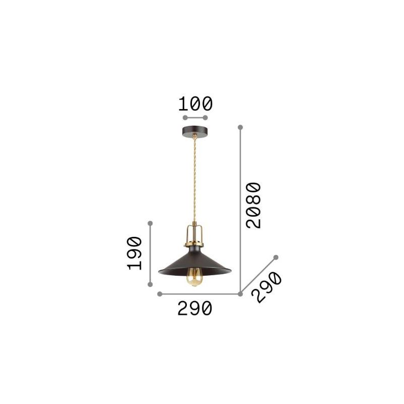 ERIS SOSPENSIONE SINGOLA VINTAGE 2 MISURE IN METALLO BIANCO O NERO CON GABBIA ORO LAMPADINA ATTACCO E27 Ideal Lux - Cristalensi 