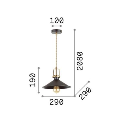 ERIS SOSPENSIONE SINGOLA VINTAGE 2 MISURE IN METALLO BIANCO O NERO CON GABBIA ORO LAMPADINA ATTACCO E27 Ideal Lux - Cristalensi 
