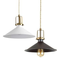 ERIS SOSPENSIONE SINGOLA VINTAGE 2 MISURE IN METALLO BIANCO O NERO CON GABBIA ORO LAMPADINA ATTACCO E27 Ideal Lux - Cristalensi 