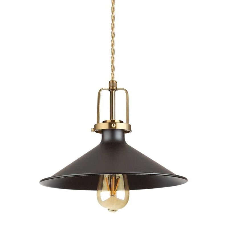ERIS SOSPENSIONE SINGOLA VINTAGE 2 MISURE IN METALLO BIANCO O NERO CON GABBIA ORO LAMPADINA ATTACCO E27 Ideal Lux - Cristalensi 