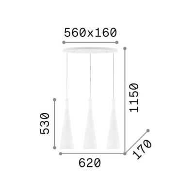 LAMPADARIO A SOSPENSIONE CON 3 PUNTI LUCE MODERNO IN METALLO E VETRO SOFFIATO BIANCO CRISTALENSI - Cristalensi Shop Online