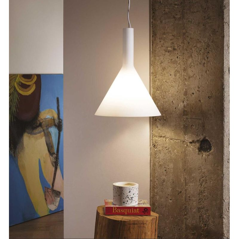 COCKTAIL LAMPADA A SOSPENSIONE SINGOLA IN VETRO SOFFIATO BIANCO DEL DIAMETRO DI CM 35 Ideal Lux - Cristalensi Shop Online