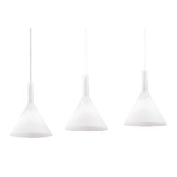 SOSPENSIONE A BINARIO CON 3 PUNTI LUCE DESIGN MODERNO IN VETRO SOFFIATO BIANCO CRISTALENSI - Cristalensi Shop Online 2