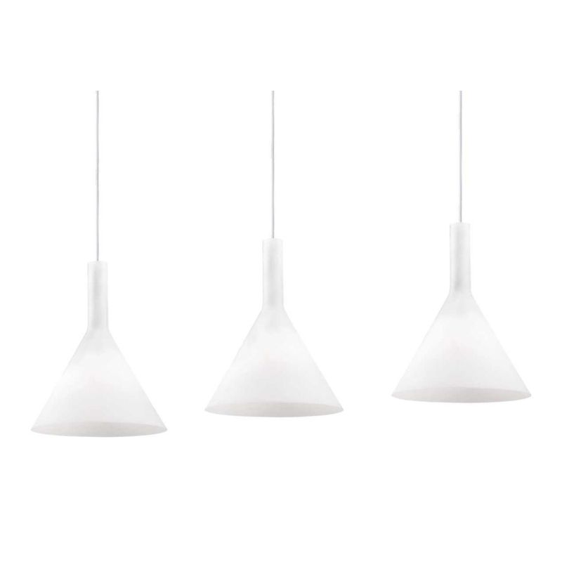SOSPENSIONE A BINARIO CON 3 PUNTI LUCE DESIGN MODERNO IN VETRO SOFFIATO BIANCO CRISTALENSI - Cristalensi Shop Online