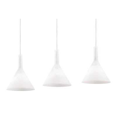 SOSPENSIONE A BINARIO CON 3 PUNTI LUCE DESIGN MODERNO IN VETRO SOFFIATO BIANCO CRISTALENSI - Cristalensi Shop Online