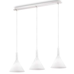 SOSPENSIONE A BINARIO CON 3 PUNTI LUCE DESIGN MODERNO IN VETRO SOFFIATO BIANCO CRISTALENSI - Cristalensi Shop Online