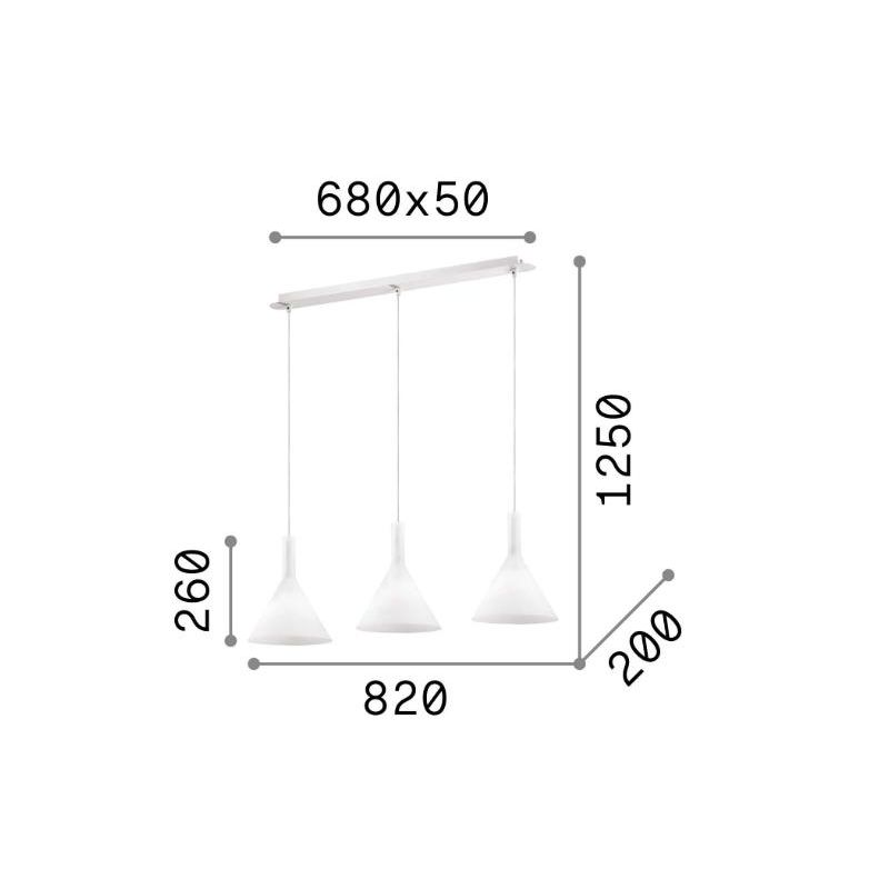 SOSPENSIONE A BINARIO CON 3 PUNTI LUCE DESIGN MODERNO IN VETRO SOFFIATO BIANCO CRISTALENSI - Cristalensi Shop Online
