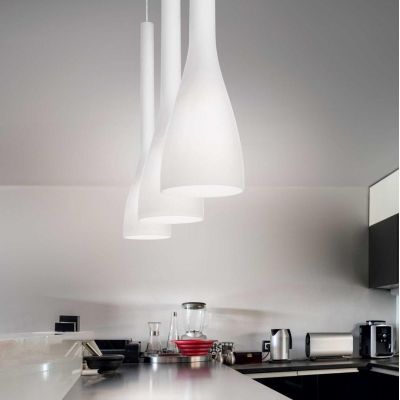 PICCOLA SOSPENSIONE SINGOLA IN VETRO SOFFIATO NEI COLORI BIANCO NERO E ROSSO DEL DIAMETRO DI CM 10,5 CRISTALENSI - Cristalensi S