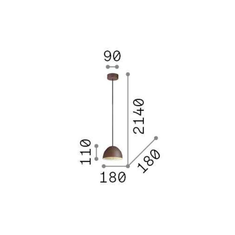 SOSPENSIONE SINGOLA CON DIFFUSORE A CAMPANA 3 MISURE IN METALLO FINITURA CAFFE LAMPADINA ATTACCO E27 CRISTALENSI - Cristalensi S