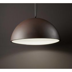 SOSPENSIONE SINGOLA CON DIFFUSORE A CAMPANA 3 MISURE IN METALLO FINITURA CAFFE LAMPADINA ATTACCO E27 CRISTALENSI - Cristalensi S