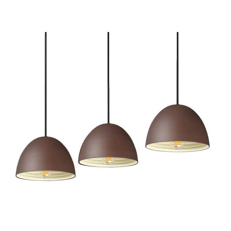 FOLK SOSPENSIONE 3 LUCI CON DIFFUSORI A CAMPANA IN METALLO FINITURA CAFFE LAMPADINE ATTACCO E27 Ideal Lux - Cristalensi Shop Onl
