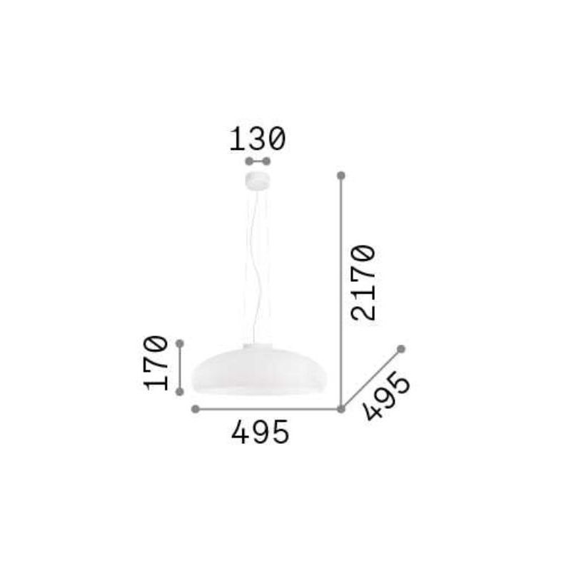 LAMPADARIO A SOSPENSIONE IN VETRO BIANCO SOFFIATO D49 CM MODERNO LAMPADINA ATTACCO E27 CRISTALENSI - Cristalensi Shop Online