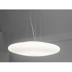 LAMPADARIO A SOSPENSIONE IN VETRO BIANCO SOFFIATO 3 MISURE MODERNO LAMPADINA ATTACCO E27 CRISTALENSI - Cristalensi Shop Online 2