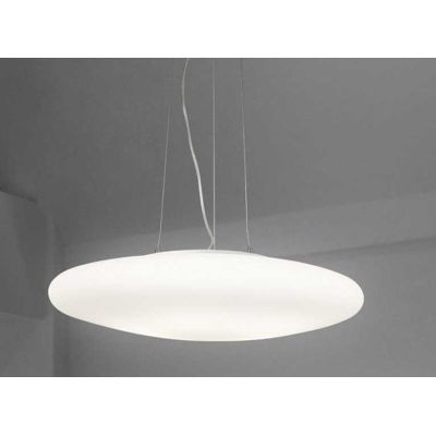 LAMPADARIO A SOSPENSIONE IN VETRO BIANCO SOFFIATO 3 MISURE MODERNO LAMPADINA ATTACCO E27 CRISTALENSI - Cristalensi Shop Online