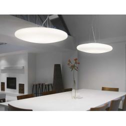LAMPADARIO A SOSPENSIONE IN VETRO BIANCO SOFFIATO 3 MISURE MODERNO LAMPADINA ATTACCO E27 CRISTALENSI - Cristalensi Shop Online