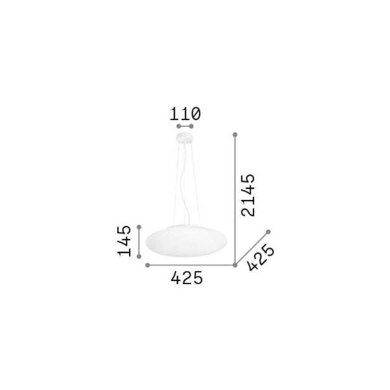 LAMPADARIO A SOSPENSIONE IN VETRO BIANCO SOFFIATO 3 MISURE MODERNO LAMPADINA ATTACCO E27 CRISTALENSI - Cristalensi Shop Online
