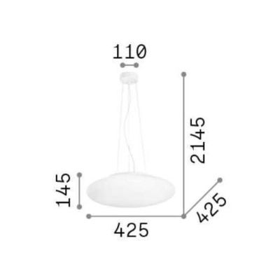 LAMPADARIO A SOSPENSIONE IN VETRO BIANCO SOFFIATO 3 MISURE MODERNO LAMPADINA ATTACCO E27 CRISTALENSI - Cristalensi Shop Online