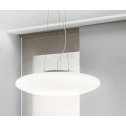 LAMPADARIO A SOSPENSIONE IN VETRO BIANCO 3 MISURE DESIGN MODERNO LAMPADINA ATTACCO E27 CRISTALENSI - Cristalensi Shop Online 2
