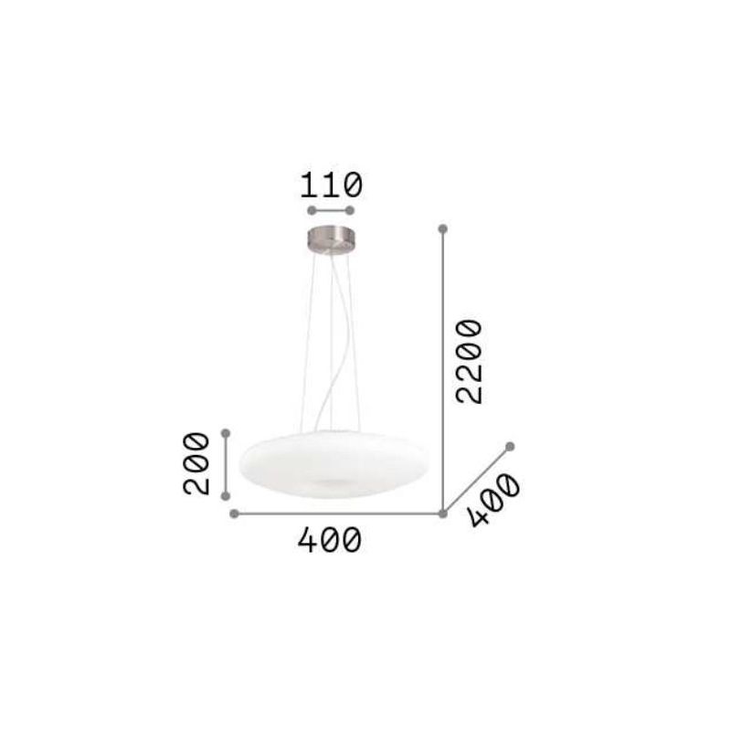 LAMPADARIO A SOSPENSIONE IN VETRO BIANCO 3 MISURE DESIGN MODERNO LAMPADINA ATTACCO E27 CRISTALENSI - Cristalensi Shop Online