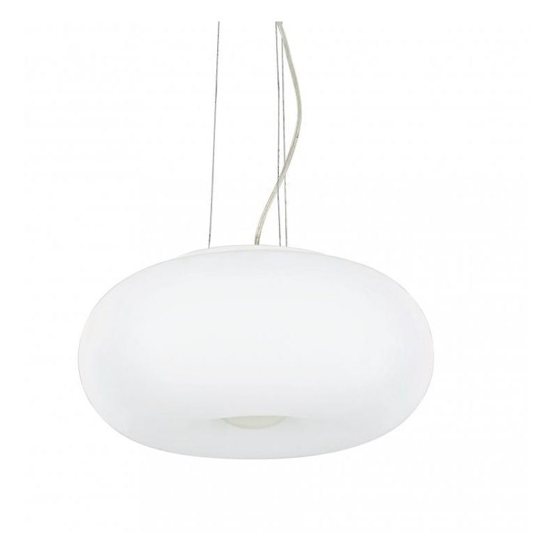 SOSPENSIONE ROTONDA IN VETRO BIANCO 2 MISURE CON DESIGN MODERNO LAMPADINE ATTACCO E27 CRISTALENSI - Cristalensi Shop Online