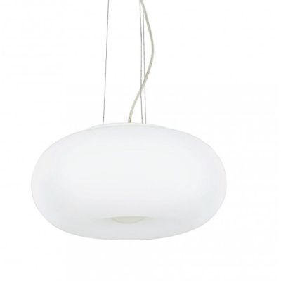 SOSPENSIONE ROTONDA IN VETRO BIANCO 2 MISURE CON DESIGN MODERNO LAMPADINE ATTACCO E27 CRISTALENSI - Cristalensi Shop Online